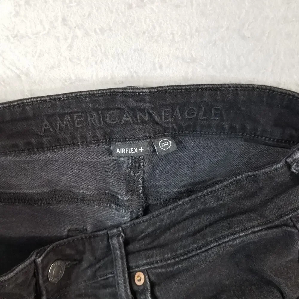 American Eagle jeans mens 31x30 straight fit Airflex+ black‎ stretch denim pants